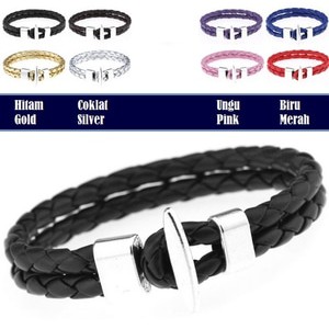 Gelang Kulit Trendy Hot&amp;Hit Tali Metalic