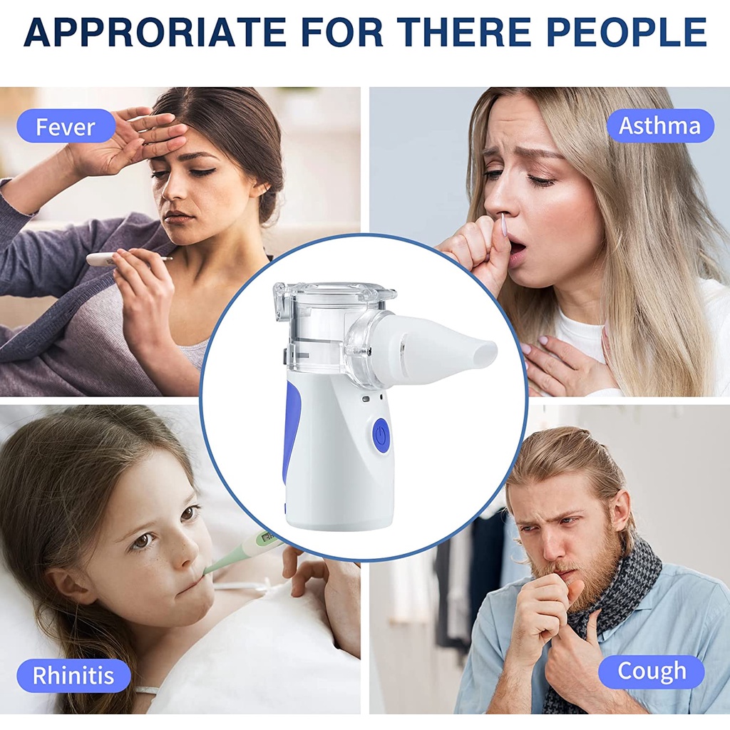 【Pengiriman di hari yang sama】 Mini Ultrasonic Nebulizer Anak dan Orang Dewasa, Portable Silent Inhaler, Inhalasi Nebulizer, Perawatan Kesehatan Isi Ulang Alat Penyemprot