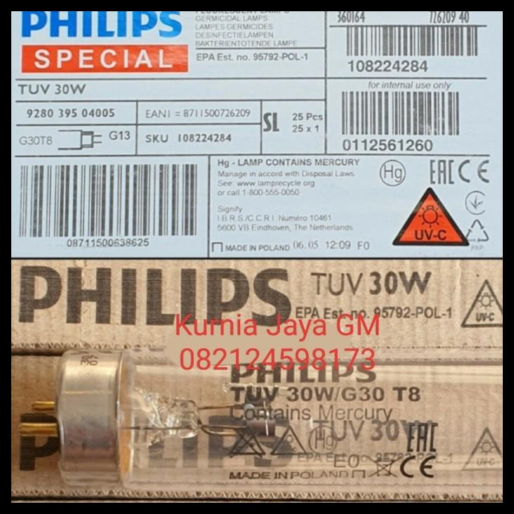 Philips Tl Uvc 30Watt Germicidal/ Lampu Uv Sterilizer 30W Kap Set
