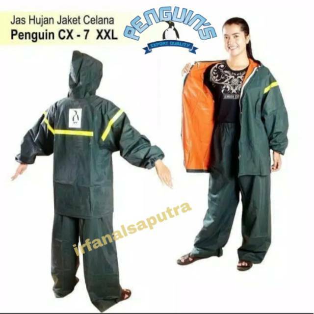 Jas Hujan Setelan Penguin's Jaket Celana Pinguin CX 7  XXL Super Tebal cx7