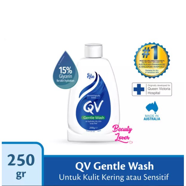 QV Gentle Wash Re-hydrates Dry Skin Soap Free 250g