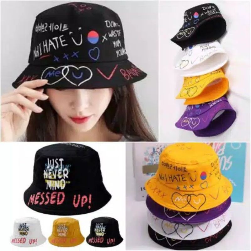 Topi BADAS DINOSAURUS DINO BUCKET bundar motif anak dewasa