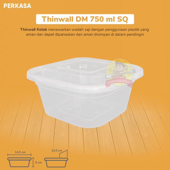 Paling Dicari] Thinwall Kotak Makan 750Ml / Food Container Square (Isi 50Pcs)
