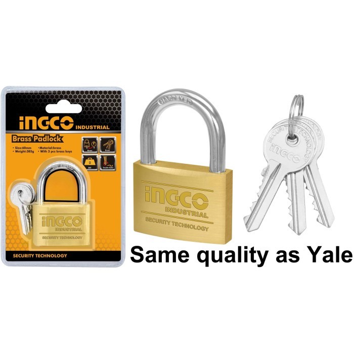 INGCO DBPL0402 GEMBOK PAGAR GUDANG KUNINGAN BRASS PADLOCK HARD 40mm