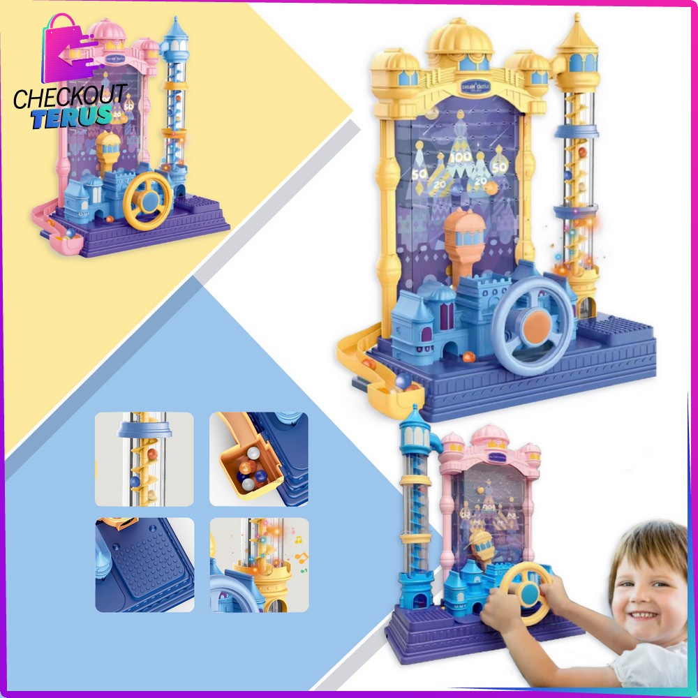 CT M218 Mainan Anak Ball Catching Games Pin Ball Board Games Castle Adventure Permainan Meja Pinball Menangkap Bola