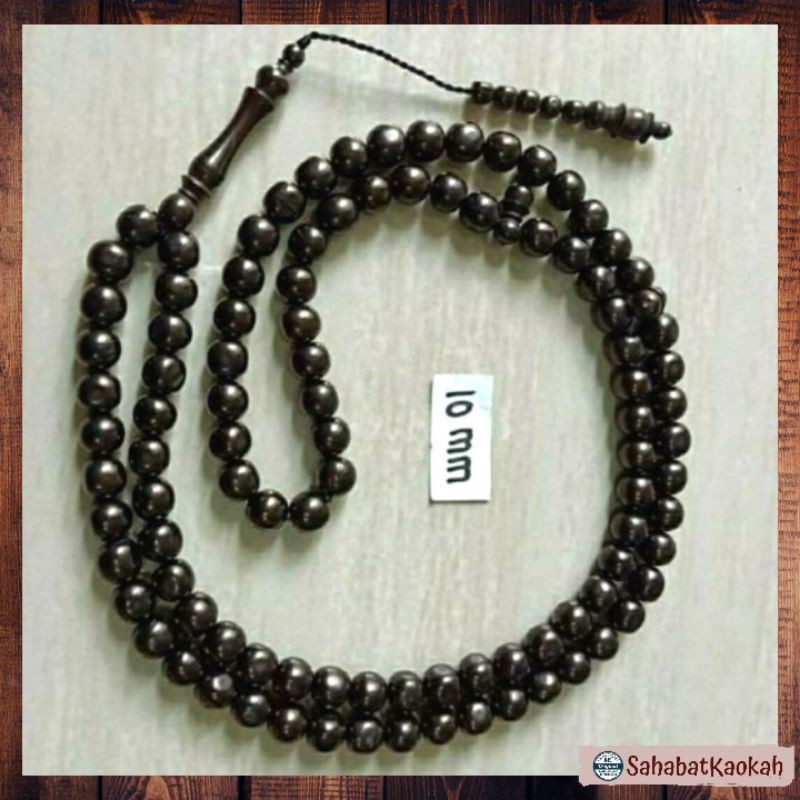 Tasbih Kaokah 10 mm Bulat Hitam Asli Kaokah Tasbih Kayu Kaukah