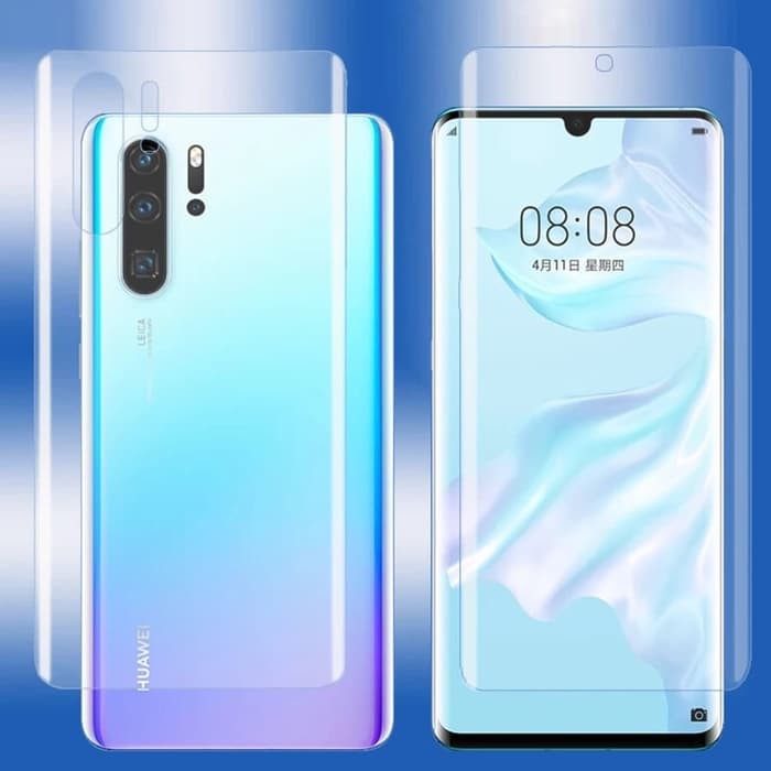 ANTI GORES JELLY HYDROGEL HUAWEI P30 PRO - P30 LITE - P30 DEPAN BELAKANG Anti Spy - Blue - Glare Matte