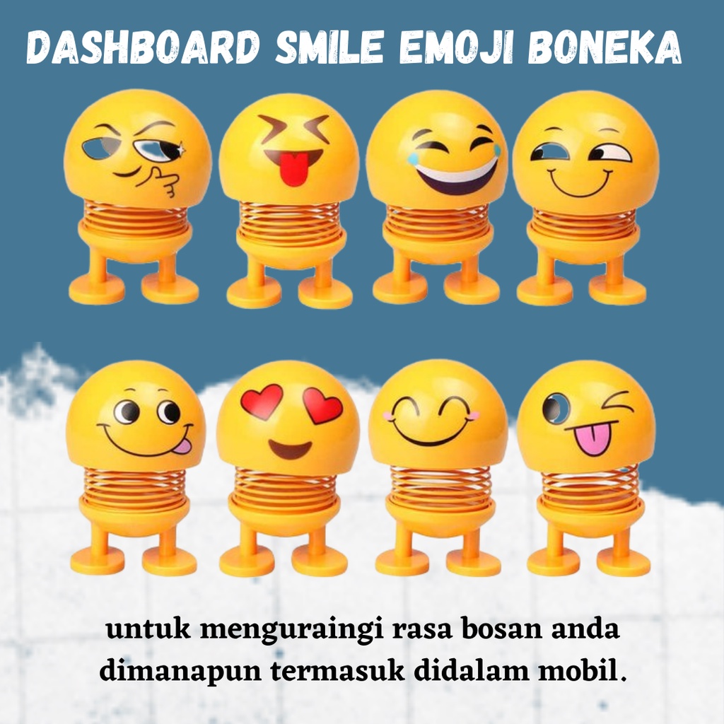 Pajangan Hiasan Mobil Dan Motor Dashboard Smile Emoji Boneka Per Goyang Lucu Murah