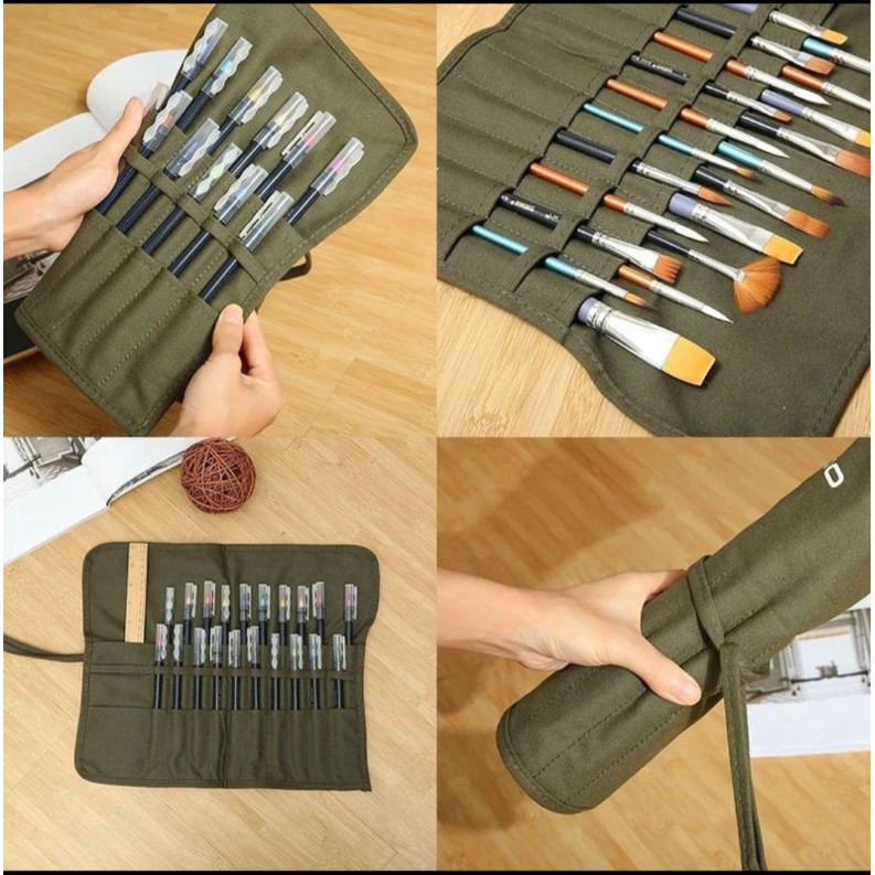 Tas Penyimpanan Kuas Lukis Tempat Pencil Gambar Roll