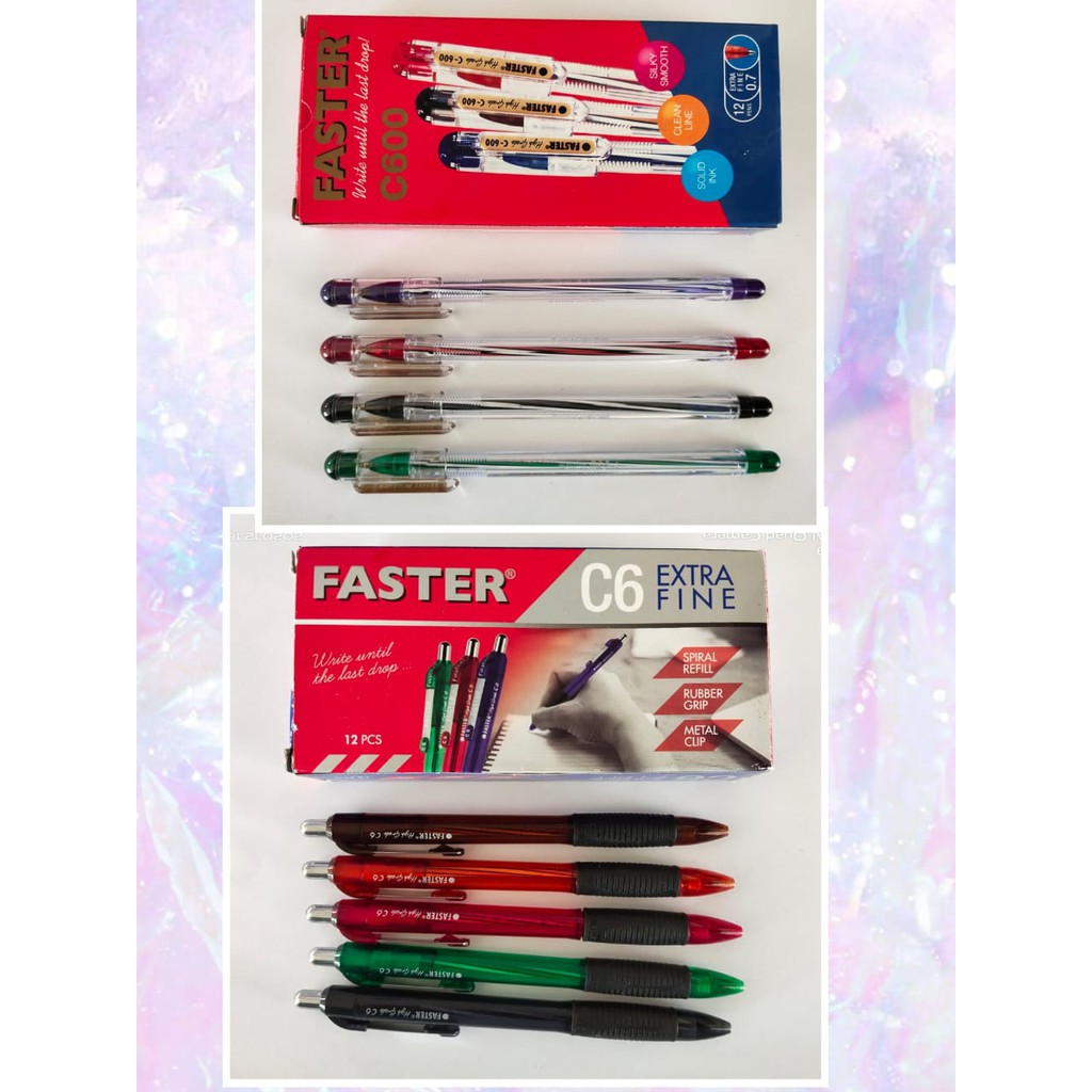 

FASTER C6 & C600 PEN tinta hitam rubber grip metal Clip pulpen pena