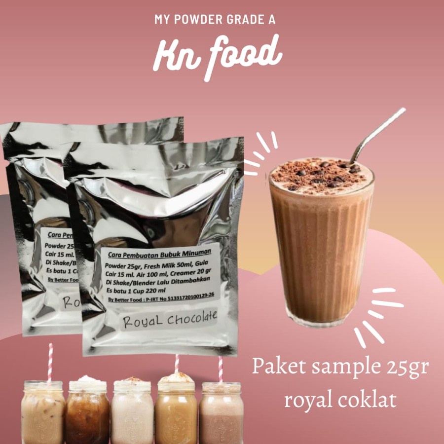 

PAKET SAMPEL 25 Gram MY POWDER GRADE A ROYAL CHOCOLATE . BUBUK MINUMAN