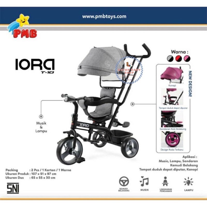 Tricycle Sepeda Anak PMB T10 Iora Stroller Sepeda