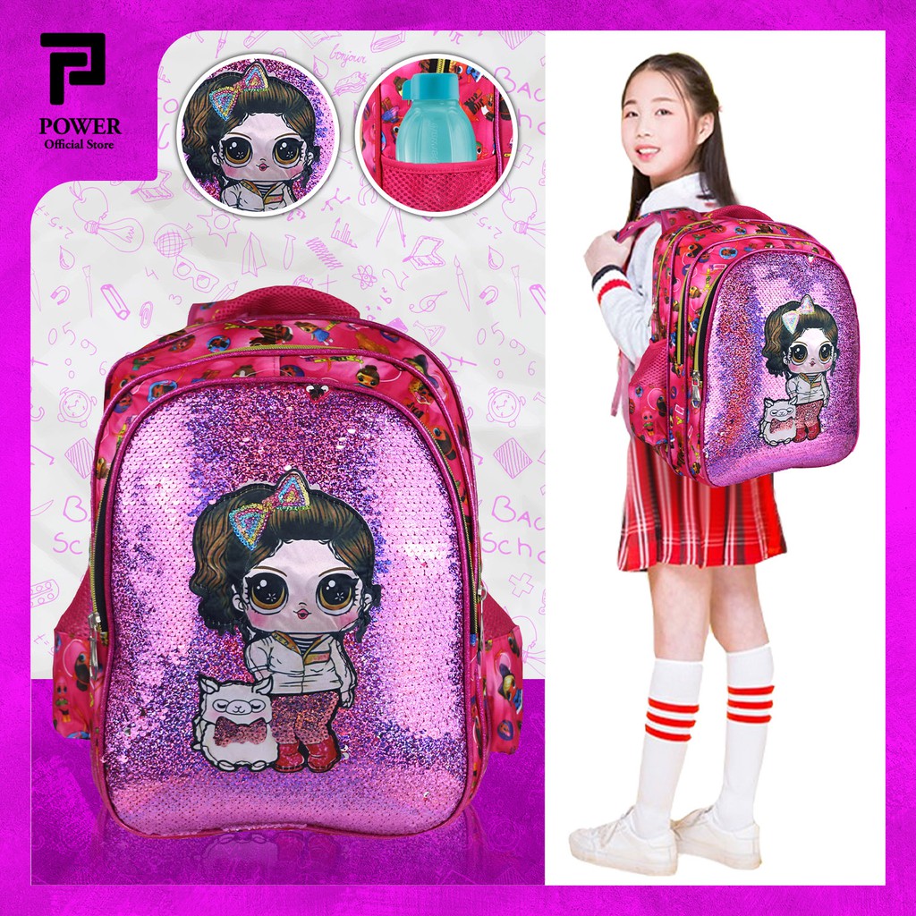 Tas Sequin LOL - Unicorn Tas Sekolah Anak Perempuan Ransel Anak SD Ransel Sequin Import Polo Super