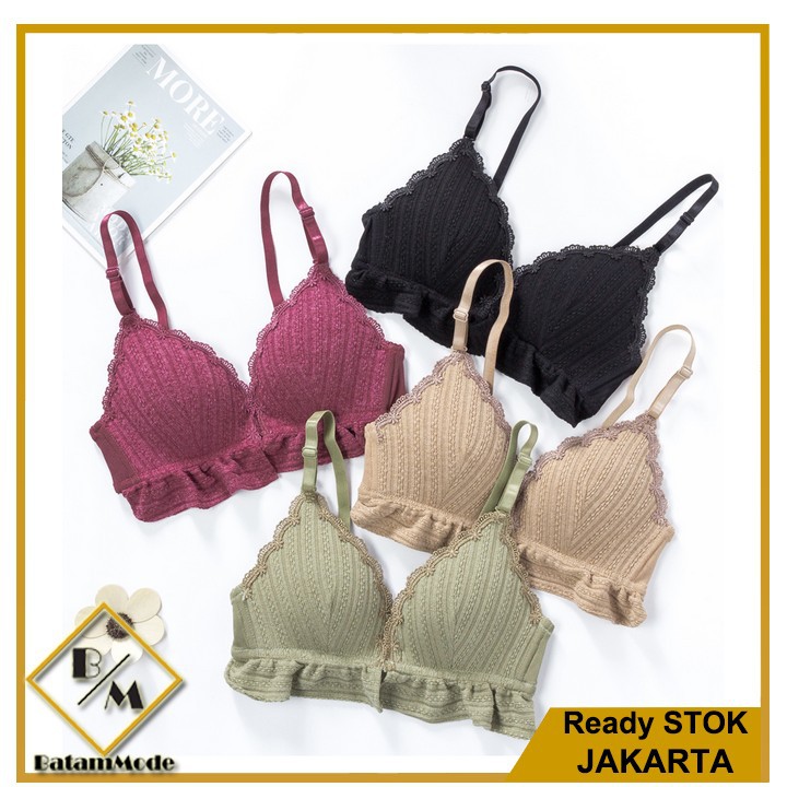 BATAMMODE Bra Wanita Renda Sexy Tanpa Kawat BH Wanita Bra Fashion Wanita