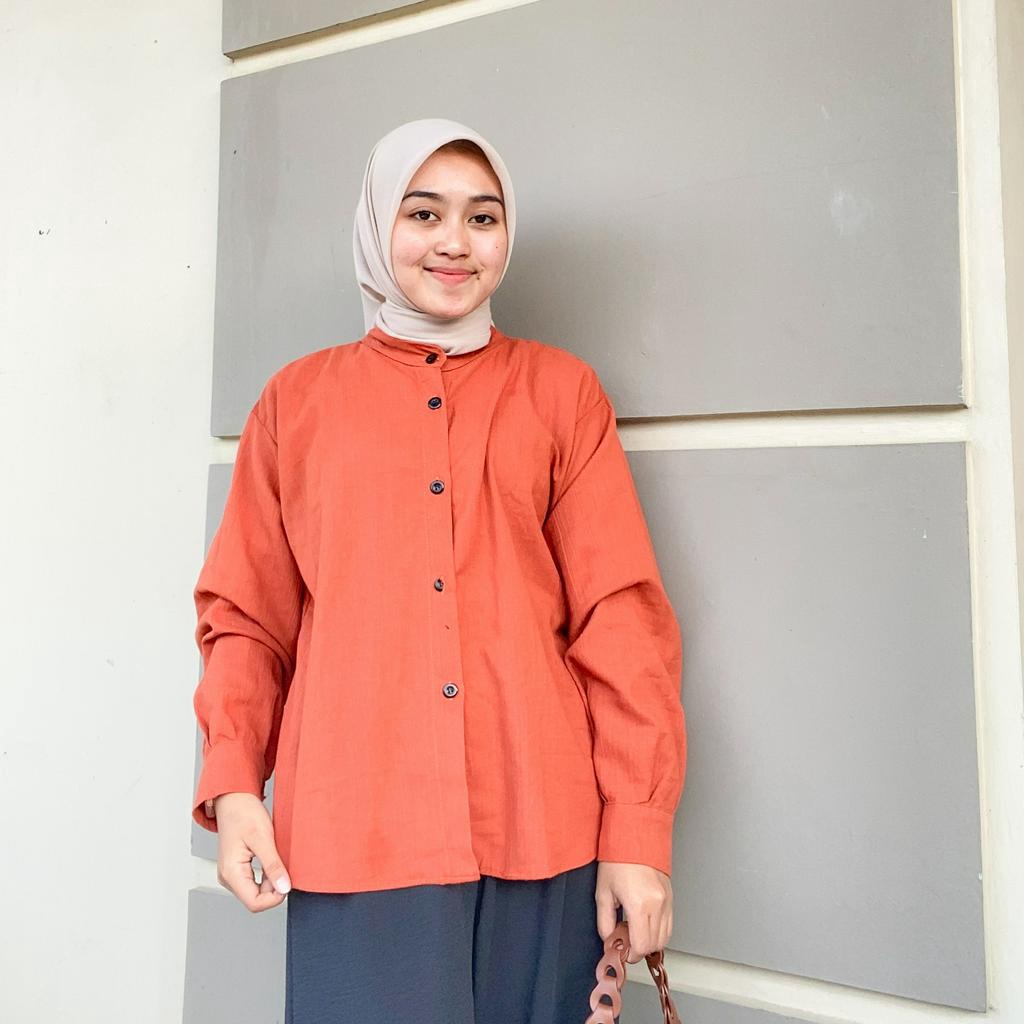 Kemeja Wanita Linen Crinkle Terbaru