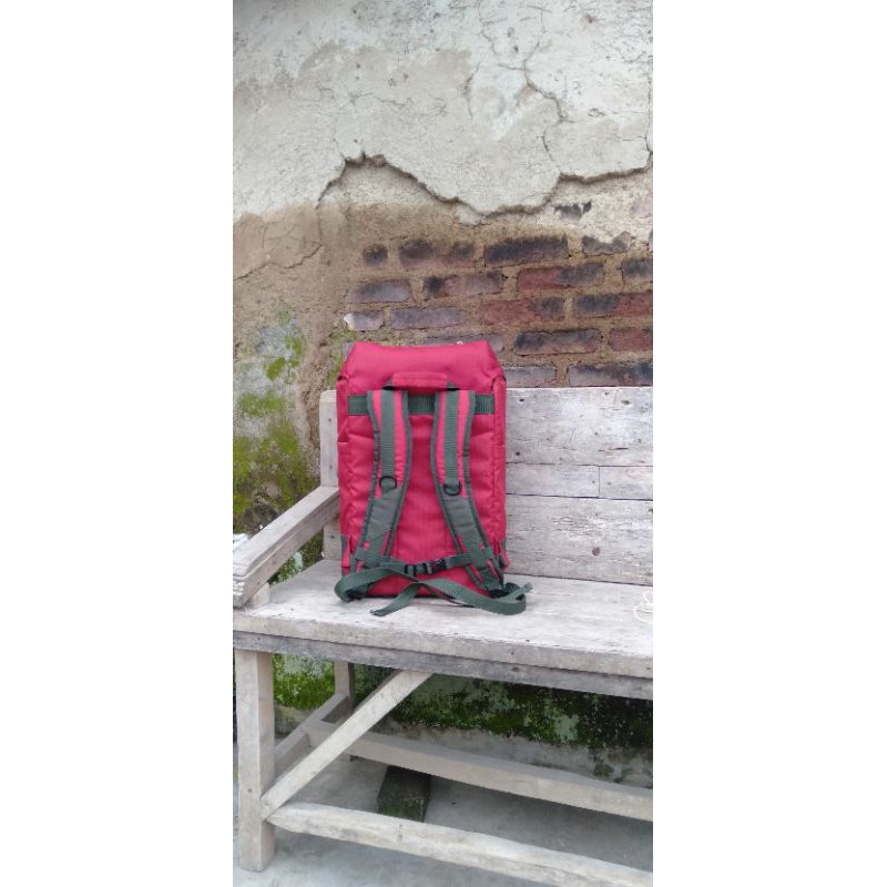 Tas Ransel Kasual Basic Klasik Red-Combine / Bagpack Unisex Daily Basic | ABIGADU