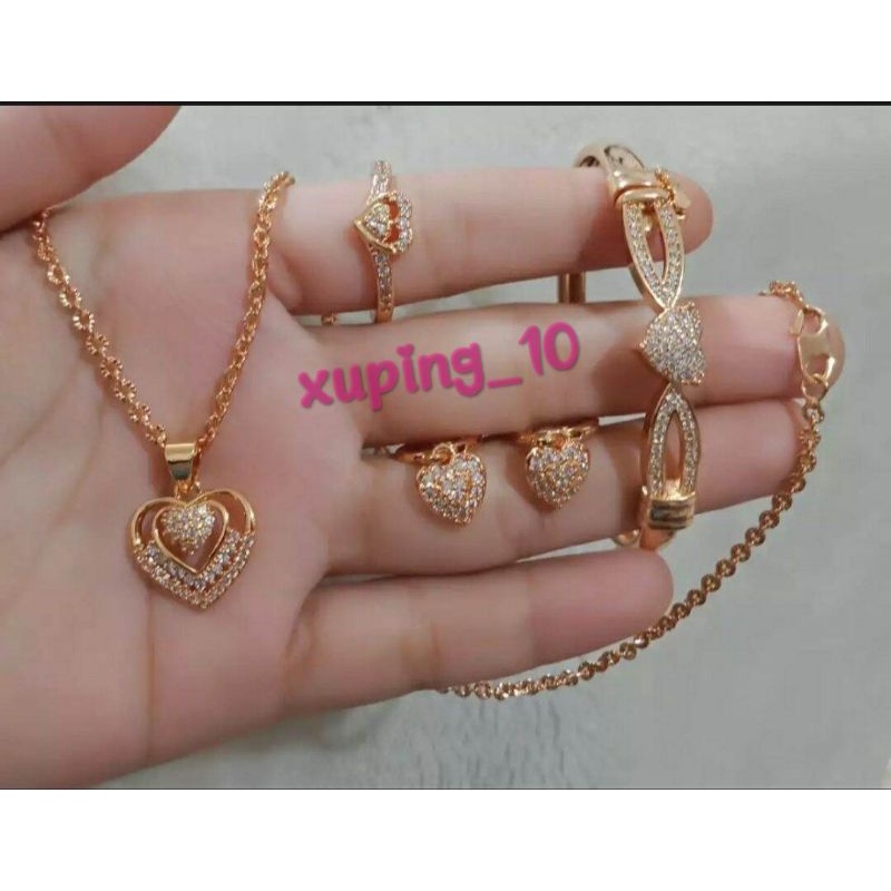 Set Perhiasan Xuping Mewah Bermotif Love Gold