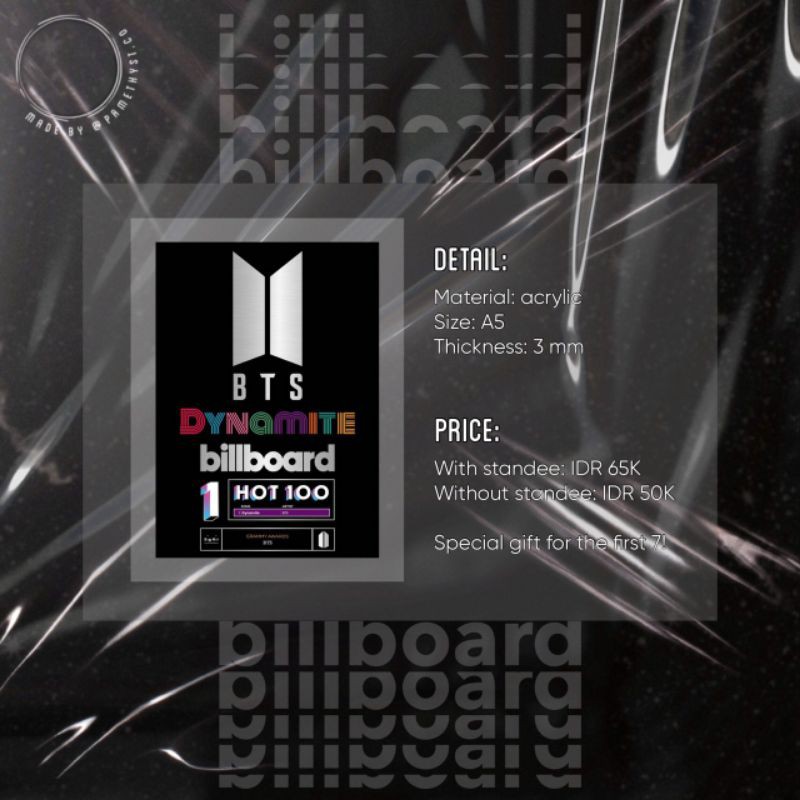 BTS ACRYLIC BILLBOARD HOT 100