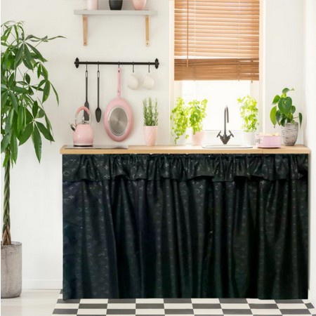 Gorden Kolong dapur Poni Polos Emboss Hitam / Gorden Custom/ Gorden Jendela