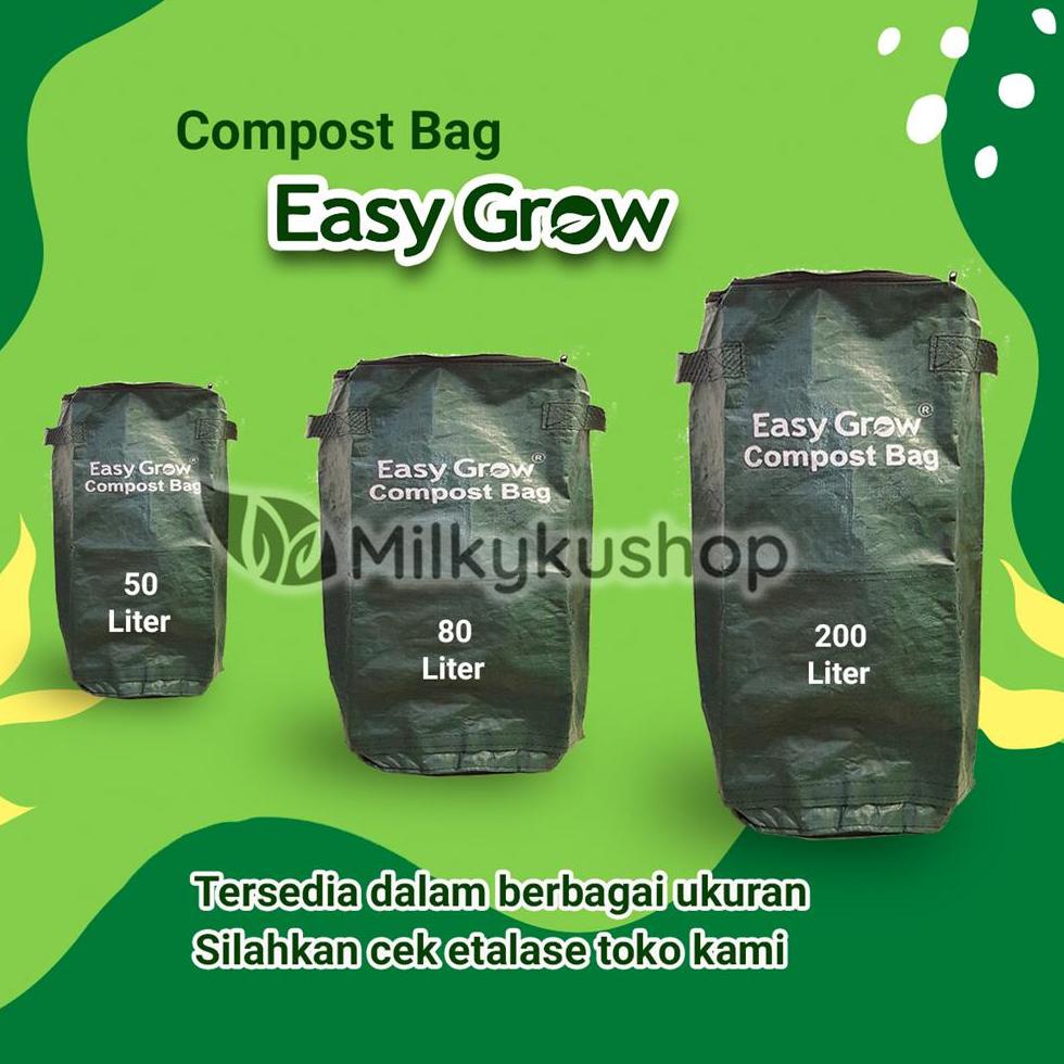 ➧ COMPOST BAG EASY GROW 80 LITER - HIJAU TAS KOMPOS ♡