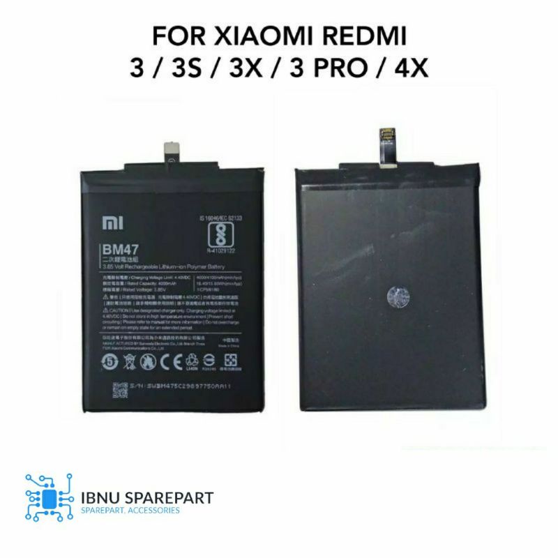 BATERAI BATRE BATTERY XIAOMI REDMI 3 3S 3X 3 PRO REDMI 4X  BM47