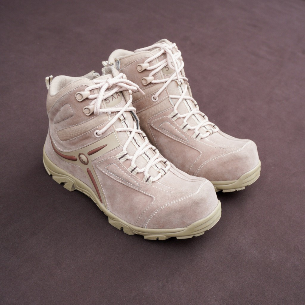 sepatu pria boots safety sepatu kerja proyek lapangan DLTA 5AA Cream Cordura tinggi 6inci Zipper