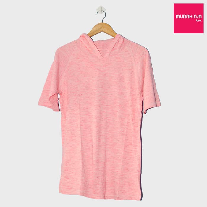 JaketPria SweaterBaju Kaos Polos Hoodie Lengan Pendek - Peach Misty