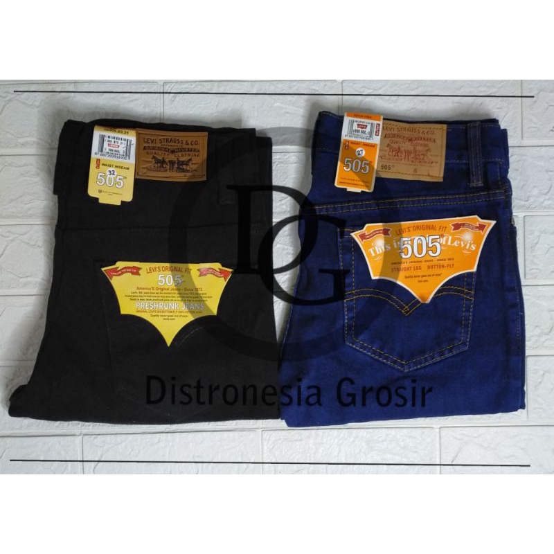 celana panjang pria jeans standar reguler fit non stretch levis'505.