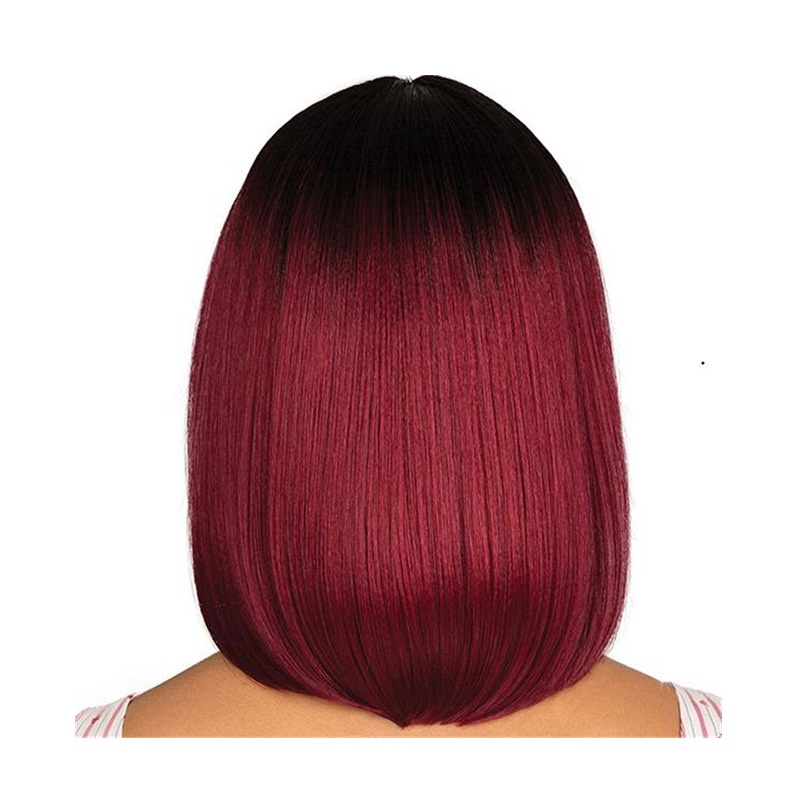 Wig Full Lace Wanita Short Middle Straight Hair Wig Rambut Natural High Quality / Hair Extension