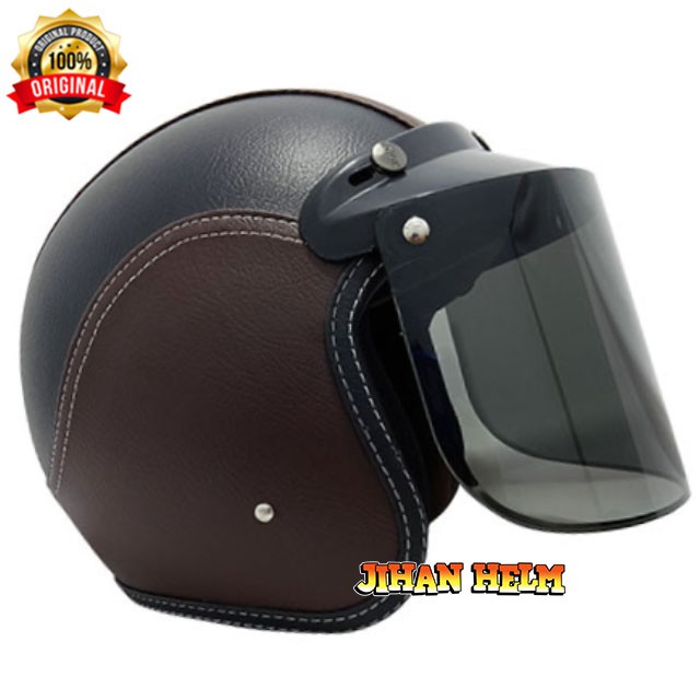 HELM / HELM BOGO / HELM BOGO KULIT COKLAT BLACK TERMURAH