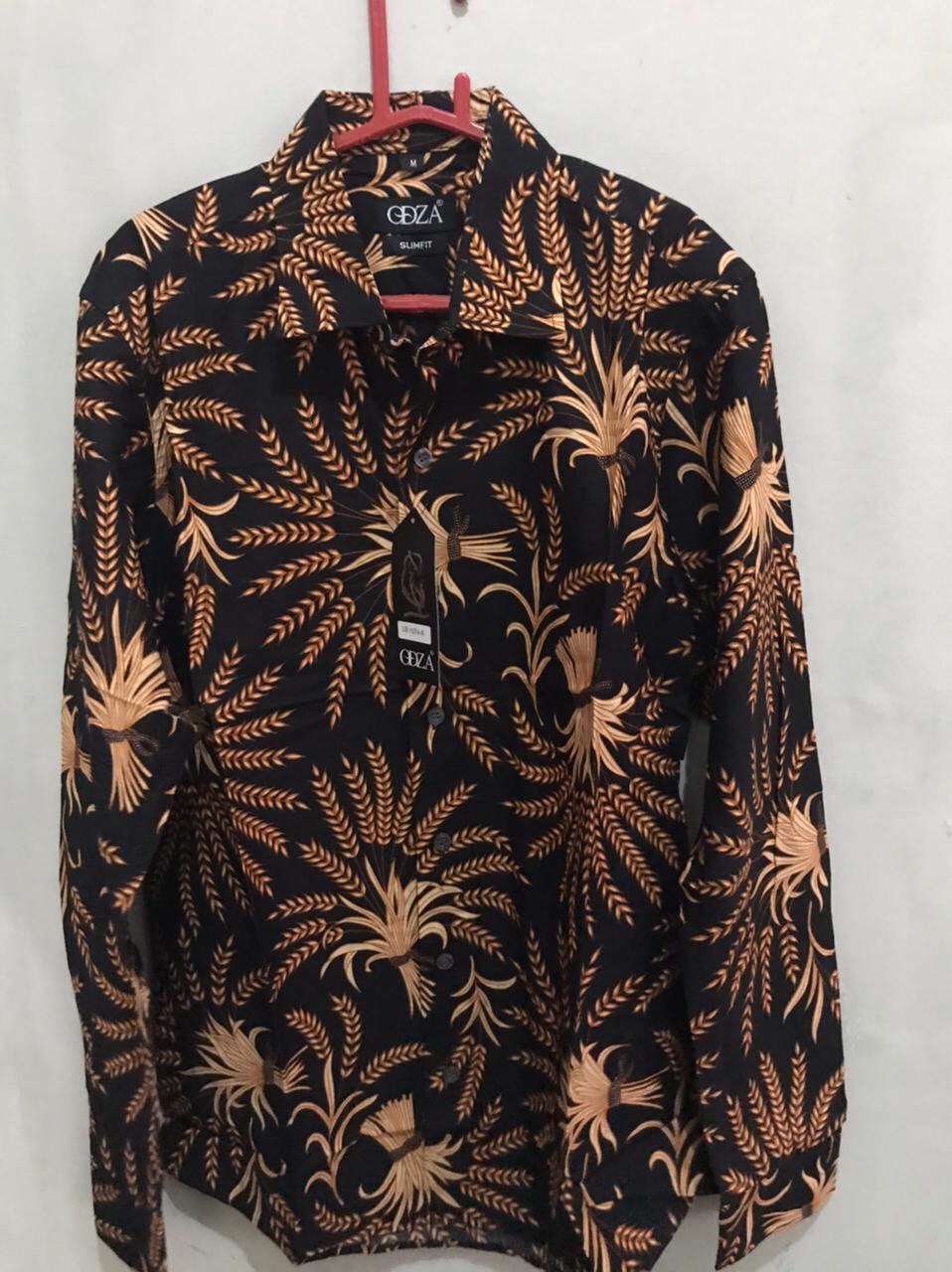 Odza Baju Atasan Kemeja Batik Pria Modern Slim Fit Solo Lengan Panjang Didikia