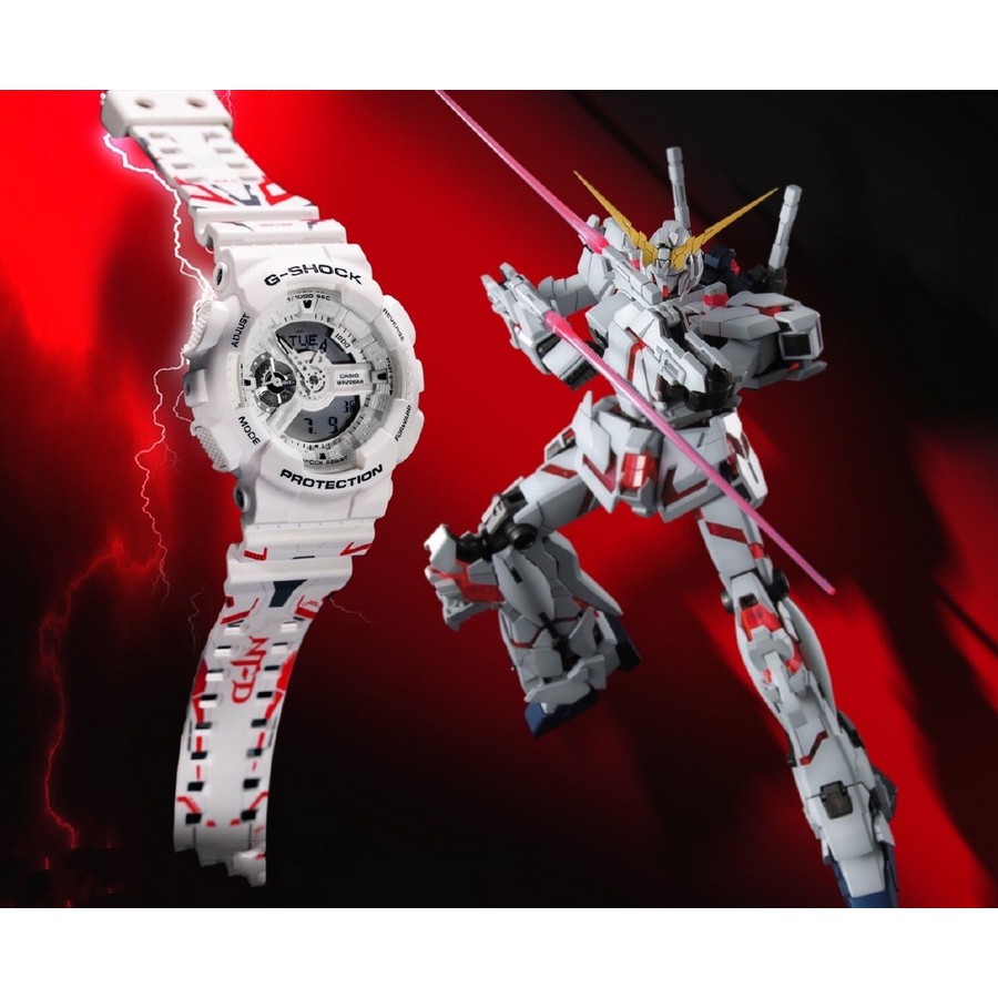 Casio G-Shock X Gundam’s 40th Anniversary Jam Tangan Anime G Shock GA-110MW-7APRGD-RX-0 Unicorn GA110 Autolight