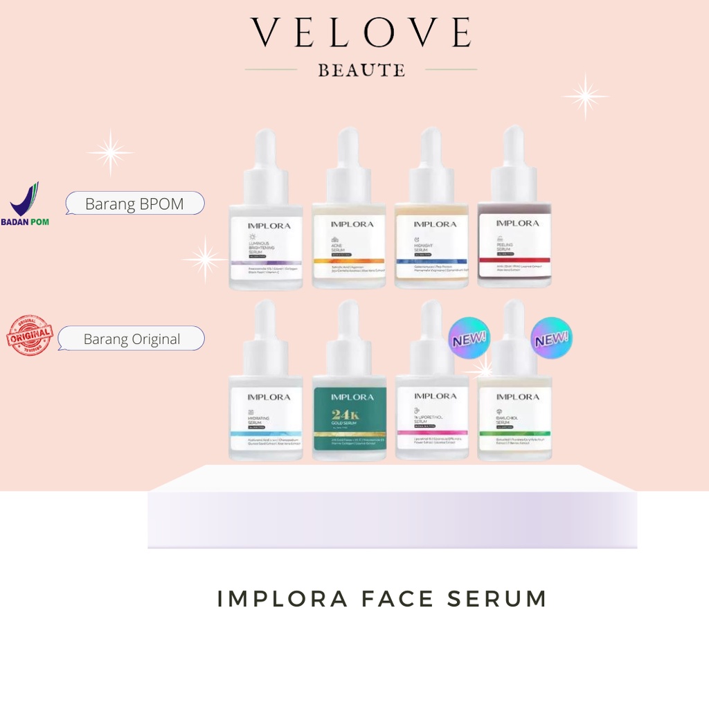 Implora Face Serum Luminous Bright Serum Acne Peeling Midnight Serum | Implora Serum Wajah