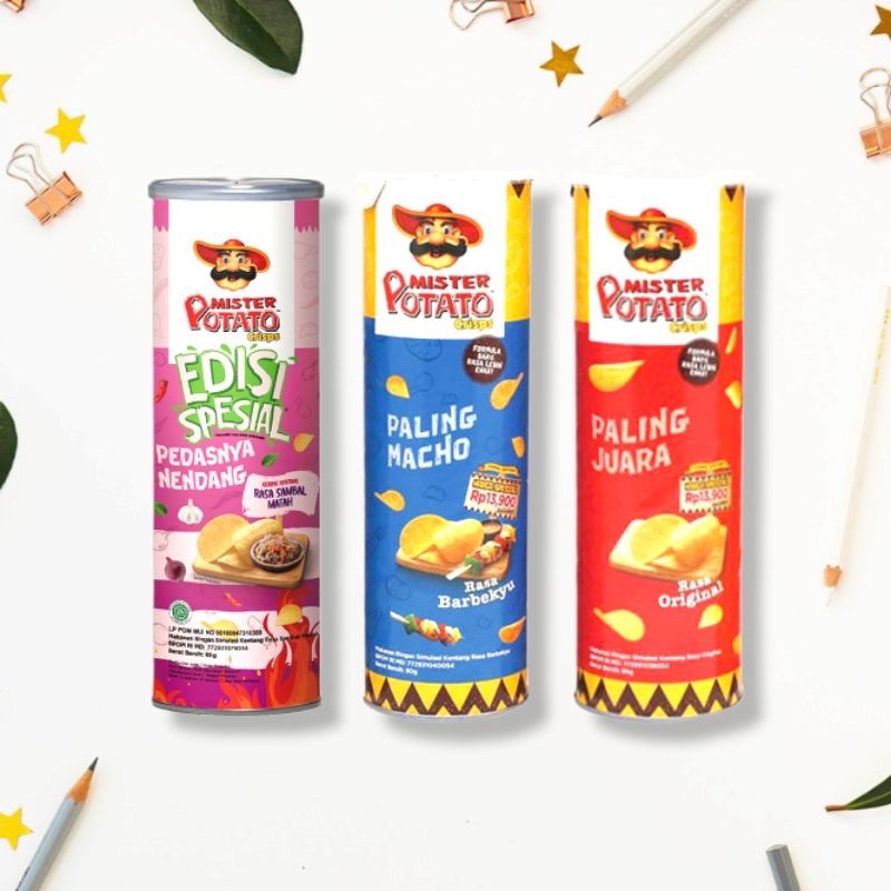 (PROMO) Mister Kentang Snack Mr. Potato Crips Keripik Kentang pringles Original BBQ Sambal Matah 85G keripik mr potato snack Barbeque barberqui sambel matah 85 Gram 85 G