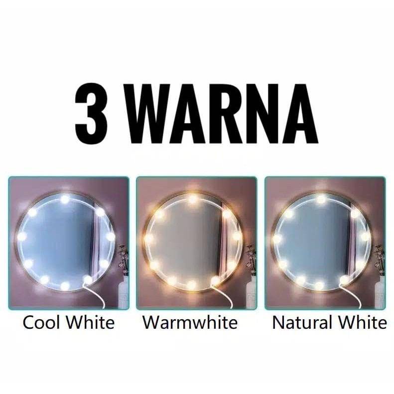 3 Warna Lampu Led Meja Rias | Lampu Kaca Rias Vanity Mirror Light ( 10 Bohlam )