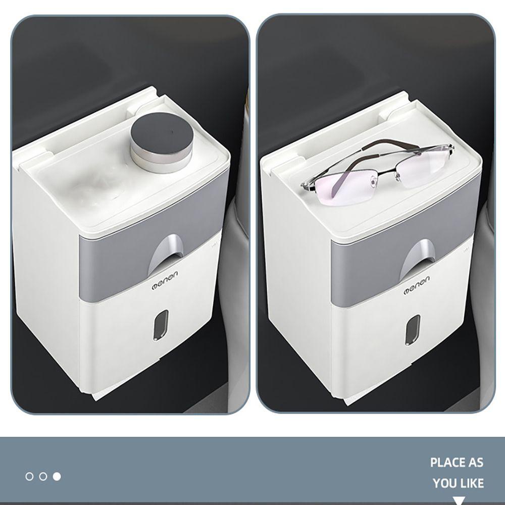 Solighter Toilet Paper Holder Aksesori Kamar Mandi Multi-Fungsi Tahan Air Dipasang Dinding Dapur Penyimpanan Kertas Roll/Dispenser Kertas Serut