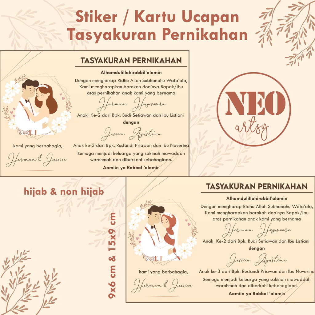 Stiker & Kartu Ucapan Syukuran Pernikahan / Tasyakuran Pernikahan