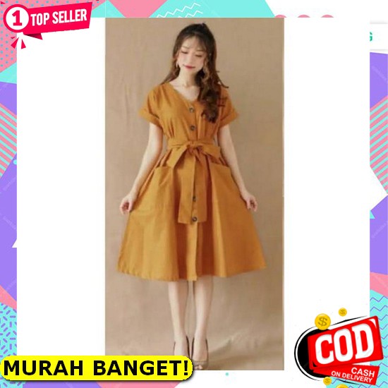 Baju Dress Wanita Trandy Terbaru 2021 Model Kekinian Dress Lengan Pendek Anggun Dress Manuela Dress 