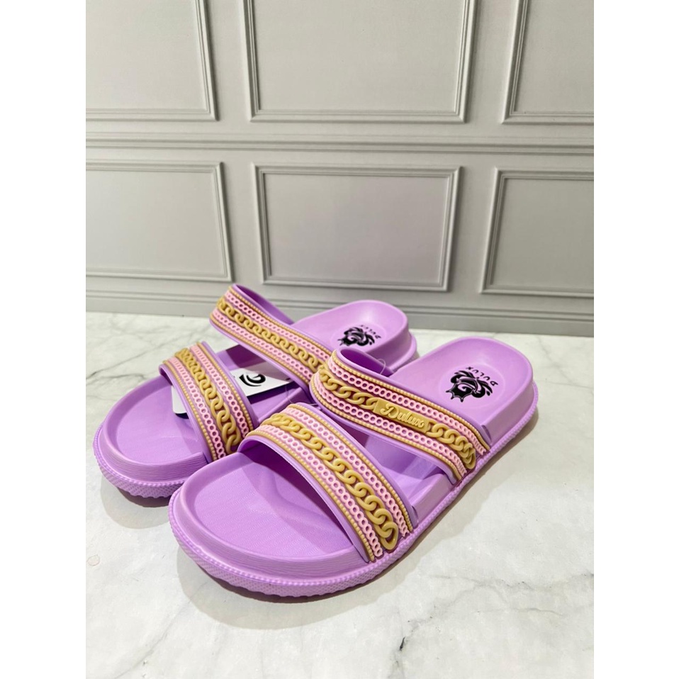 DX-389D Sandal Selop Anak Cewek / Sandal Selop Anak Perempuan Dua Tali Rantai Merek Dulux Size 24-29