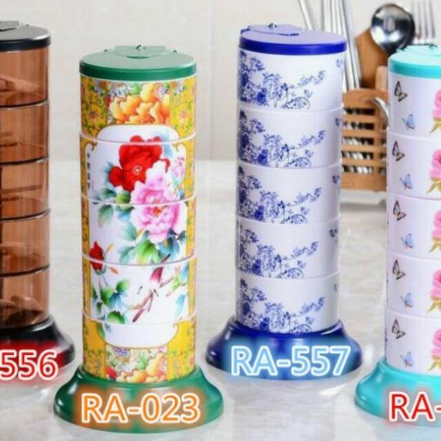 Tempat Bumbu Spice Rak 5 in 1 set sunsun tingkat putar kitchen rak NEW