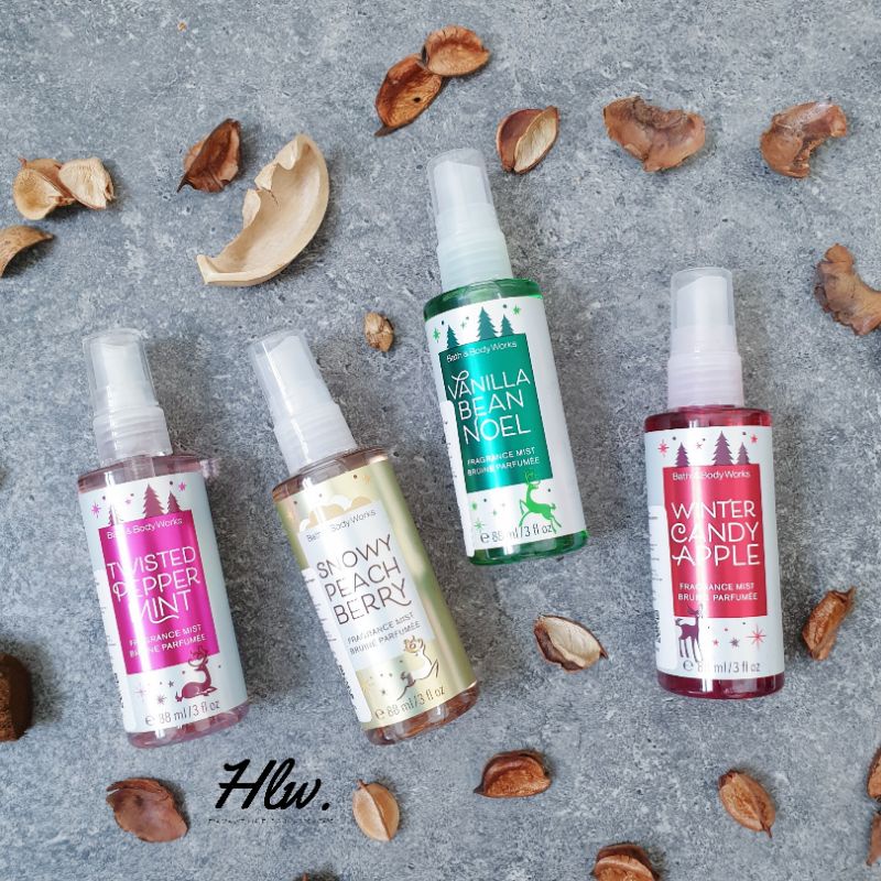 SALE CUCI GUDANG Bath & Body Works Body Mist Vanilla Bean Noel Twisted Peppermint Winter Candy Apple