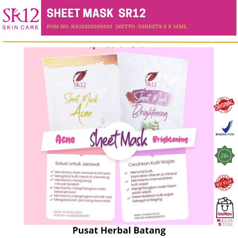 Sheet Mask SR12 - sheetmask brightening sr12 - sheetmask acne sr12 - Acne dan Brightening