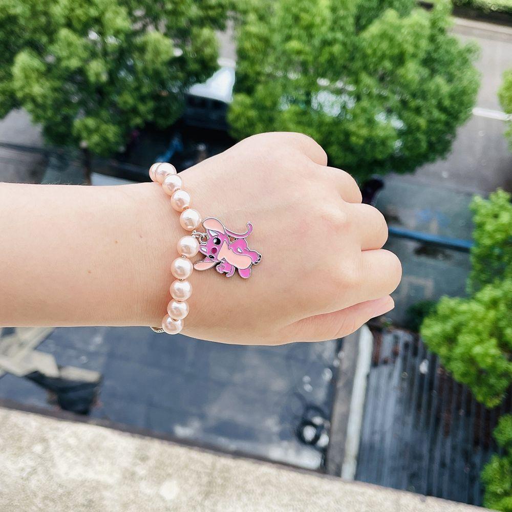 [Elegan] Gelang Anime Kepribadian Lucu Gelang Perak Angel Stitch Kartun Persahabatan Gelang Gaya Korea Bracelets