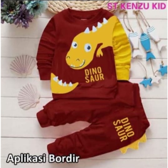 stelan sweater jogger anak motif DINO KENZU 1-6 THN