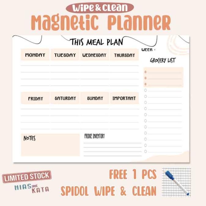 

magnetic meal planner aesthetic with fridge inventory notes