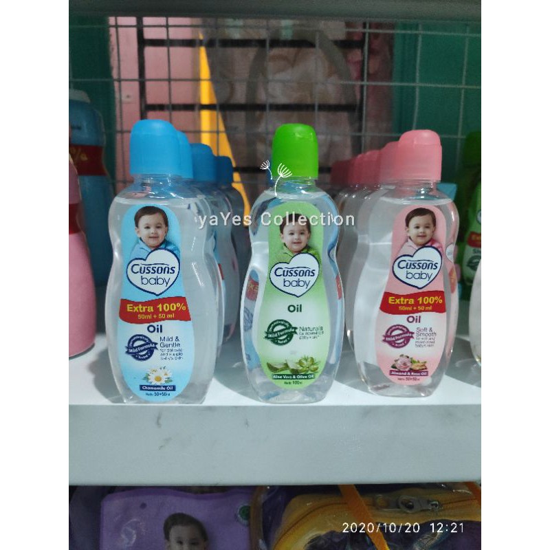 Cussons baby oil 100 ml chamomile almond rose extra 50 ml pink biru minyak pijat massage bayi cuson