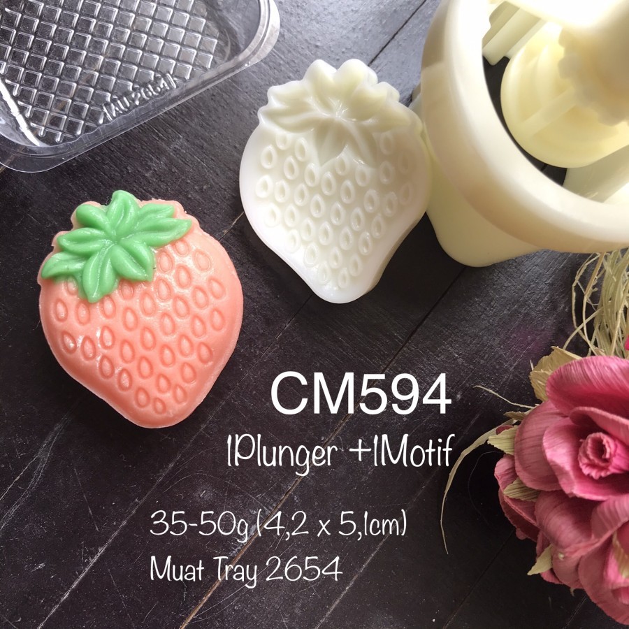 Cetakan Mooncake CM594 Nastar Strawberry Cookies Kue Mochi Snowskin