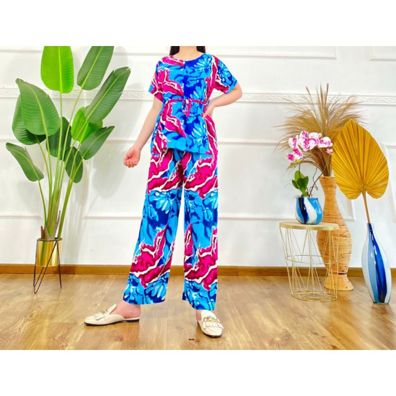 SETELAN CELANA PANJANG KENCANA UNGU / PIYAMA CELANA PANJANG / SETELAN KENCANA UNGU