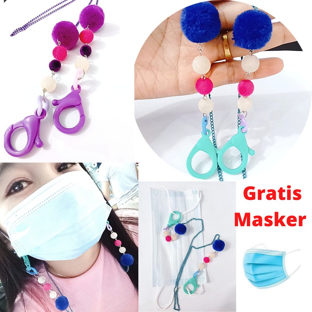 Strap Mask Tali Masker Kalung Masker Pom Pom Mask Strap Tali Masker Strap Mask POMPOM kalung Masker