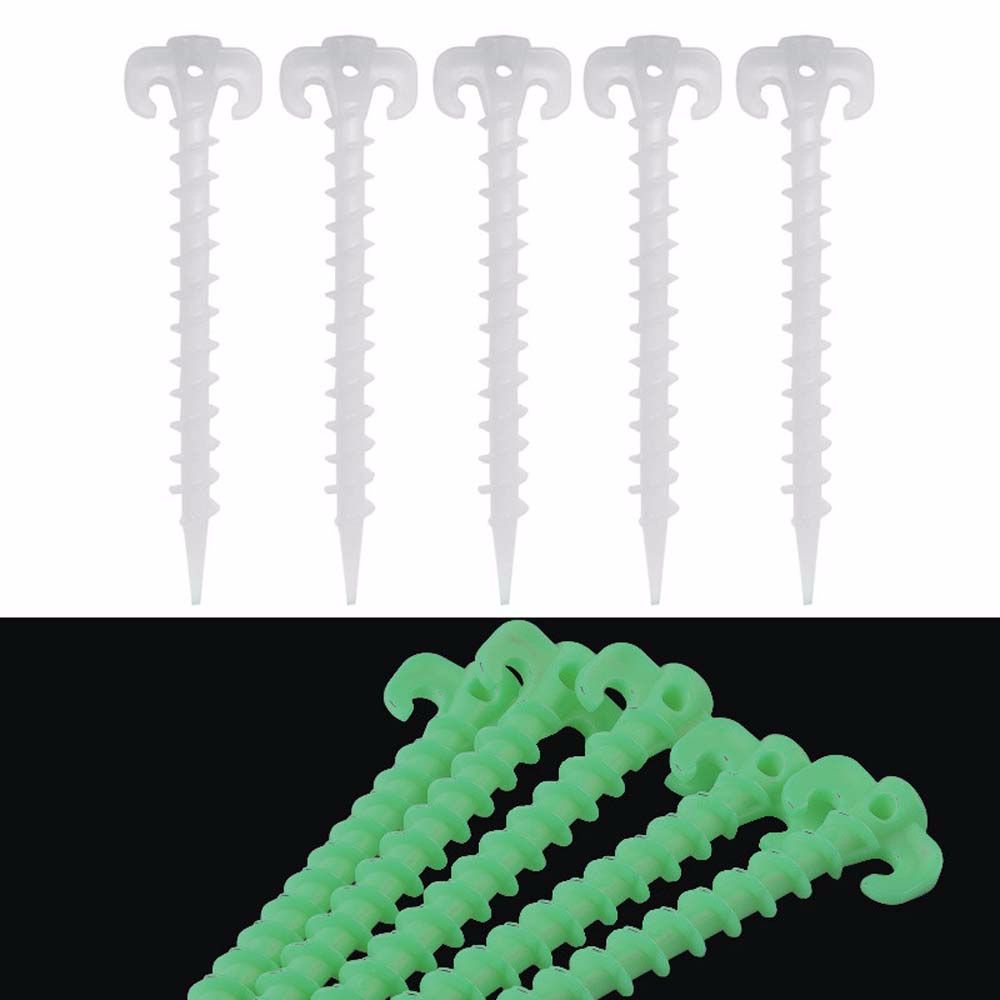 QUINTON 5pcs 5pcs Tent Pegs Travel Sets Horn Nails Luminous Tent Nails Fixed pegs nail Nails Tent Accessories Long Multifunction Camping Ground Screw Pegs